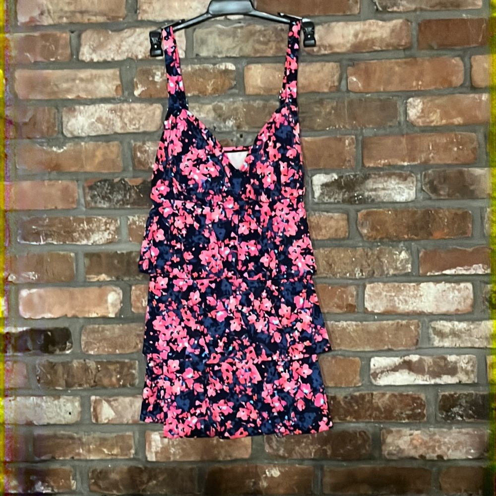 Shape Solver Floral Triple Tier Swim Dress,Size 10,NWT
